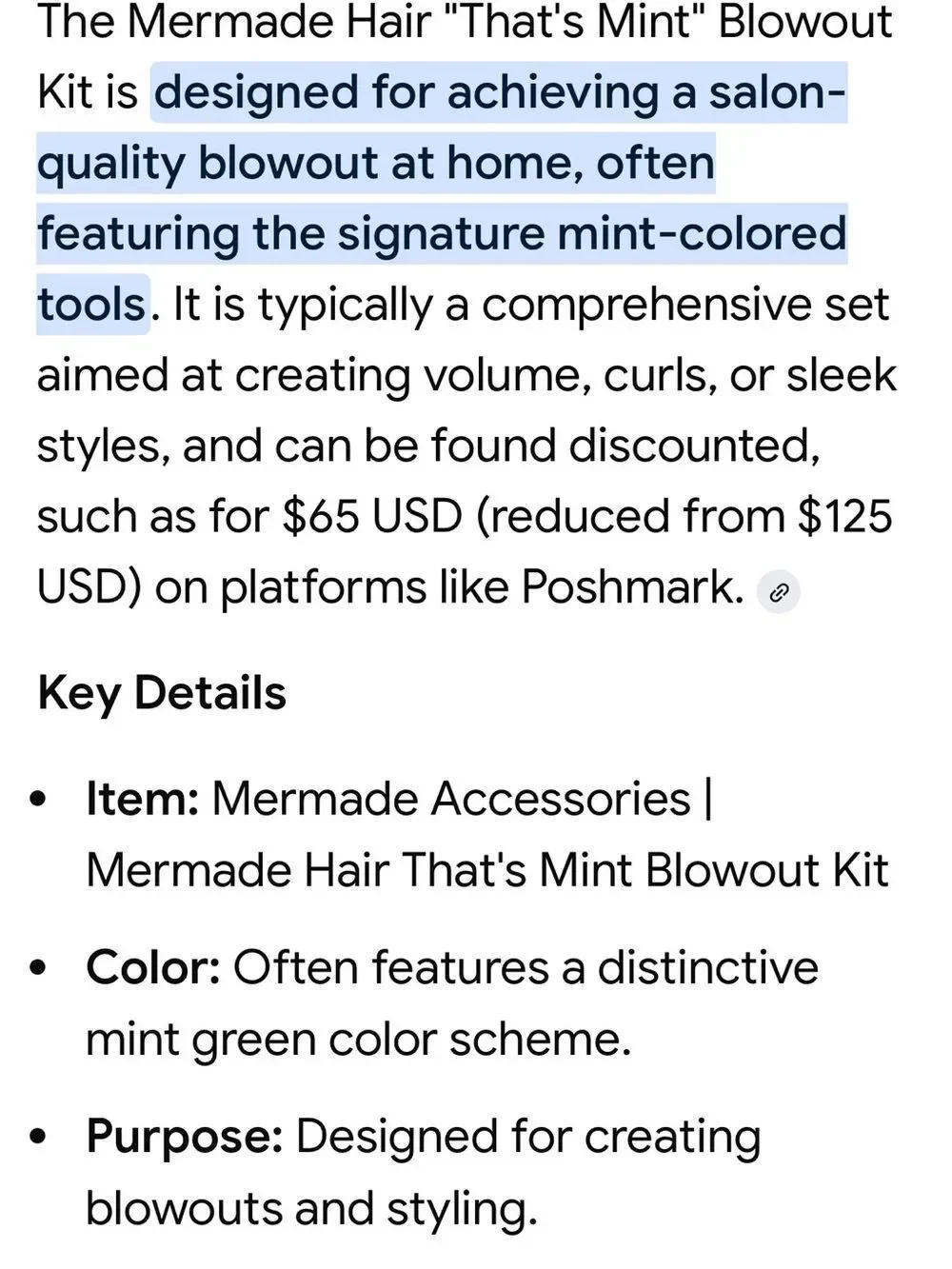 Mermade Mint blow out kit for salon hair